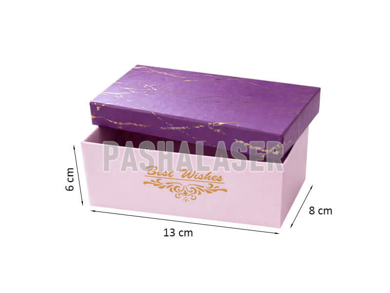 جعبه هدیه بنفش یاسی مرمری طلایی